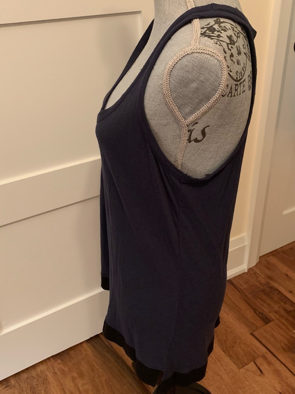 Cynthia Rowley Navy Blue Sleeveless Tank with Black Trim